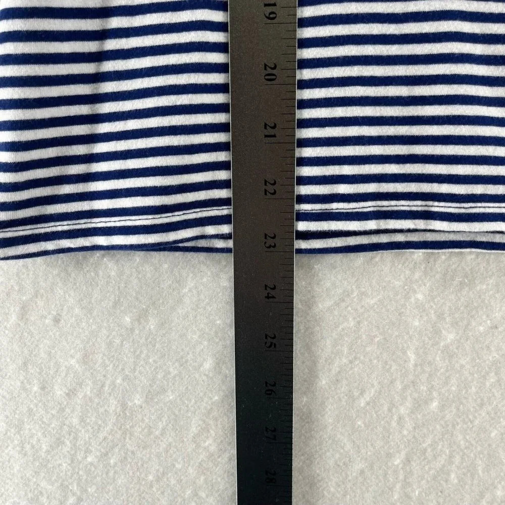 Ella Moss Top Women Size S Striped Crewneck Short Sleeve Jersey Cotton Blue - Picture 9 of 10